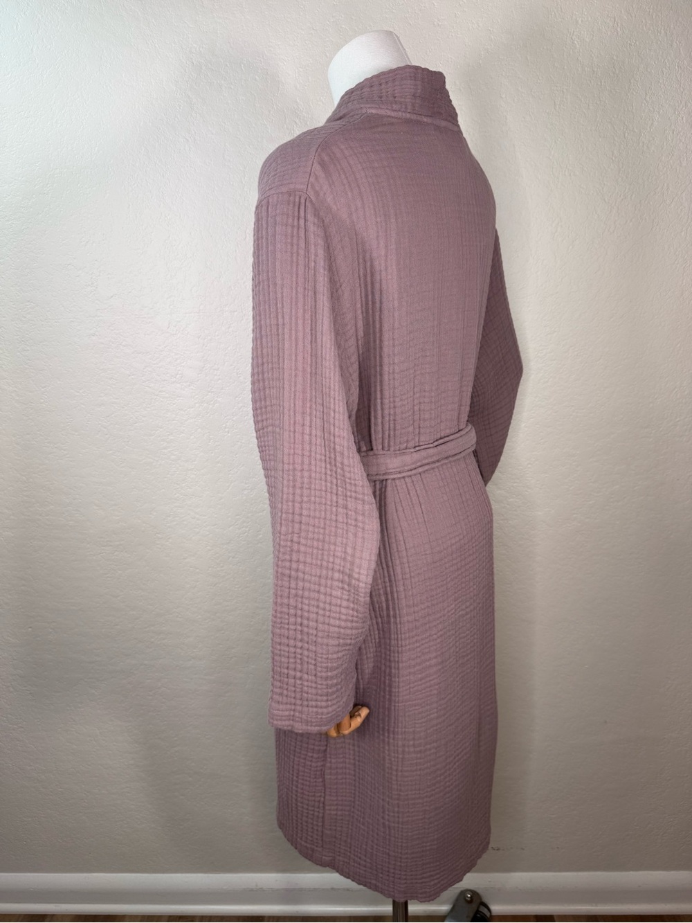 Parachute Robe Waffle Textured Cotton Gauze Kimono Belted 3/4 Sleeve SMALL EUC - Picture 8 of 16